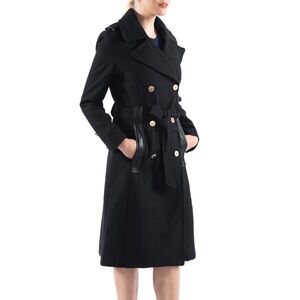 Alpine Swiss Womens Trench Coat Wool Double Breast Jacket Gold Buttons With Belt